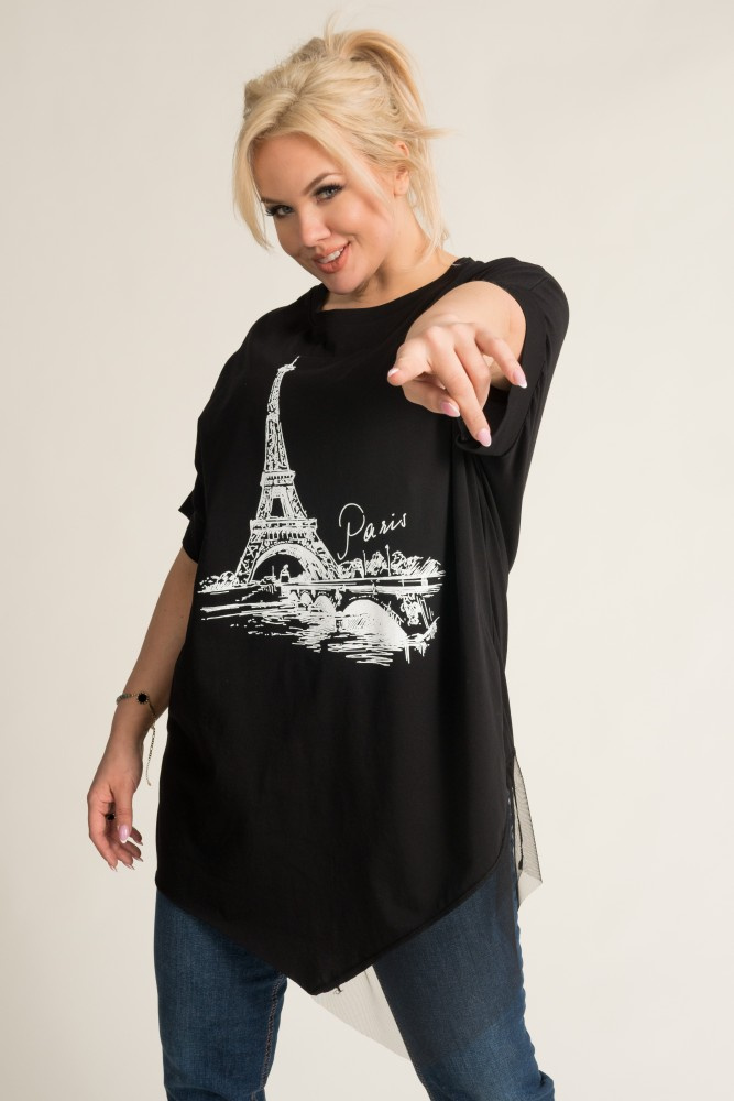 Black Asymmetrical Blouse TOWERTY