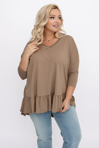  Blusa beige oscuro con volante