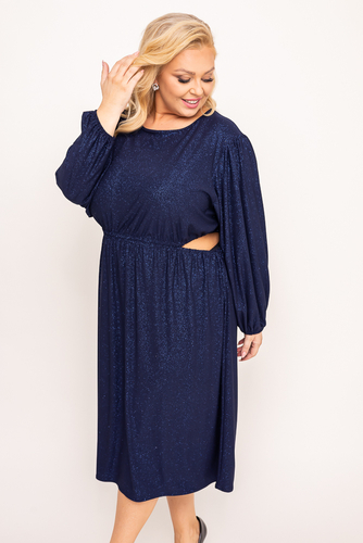 Vestido brocado azul marino