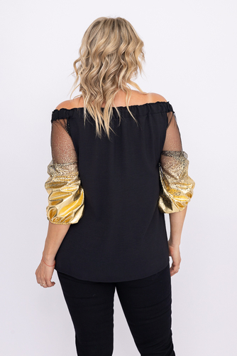 Bluse i svart og gull