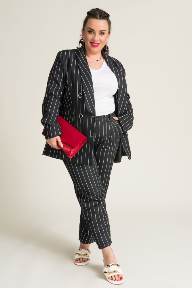 Black and White TEQUILA Striped Double-breasted Suit