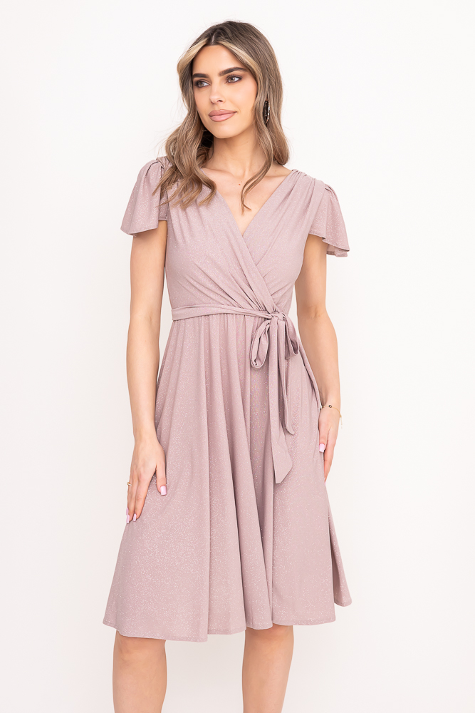 Robe en brocart beige foncé