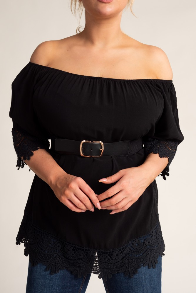 Black Blouse with Embroidery BERGAMO