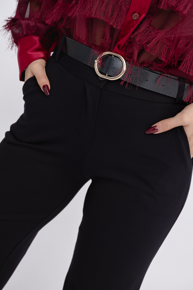 Czarne Spodnie z paskiem