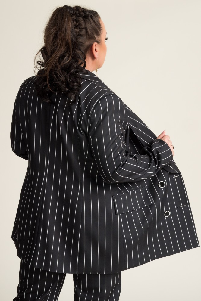 Black and White TEQUILA Striped Double-breasted Suit