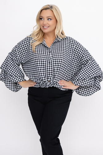 Camisa con volantes en las mangas Estampado 1