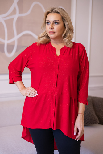 Red Brocade Blouse by VERONI