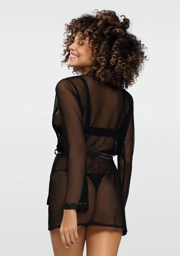 Czarny Peniuar tiulowy