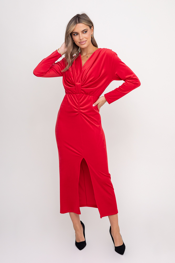 Czerwona Sukienka welurowa KASIOPI