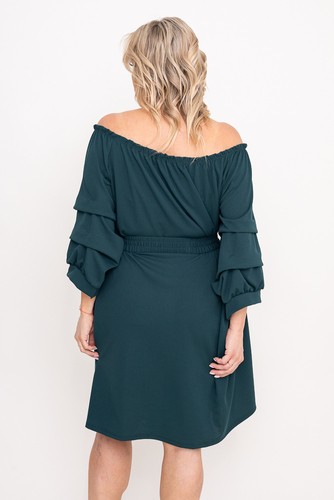 Butelkowozielona Sukienka z paskiem VOUGI