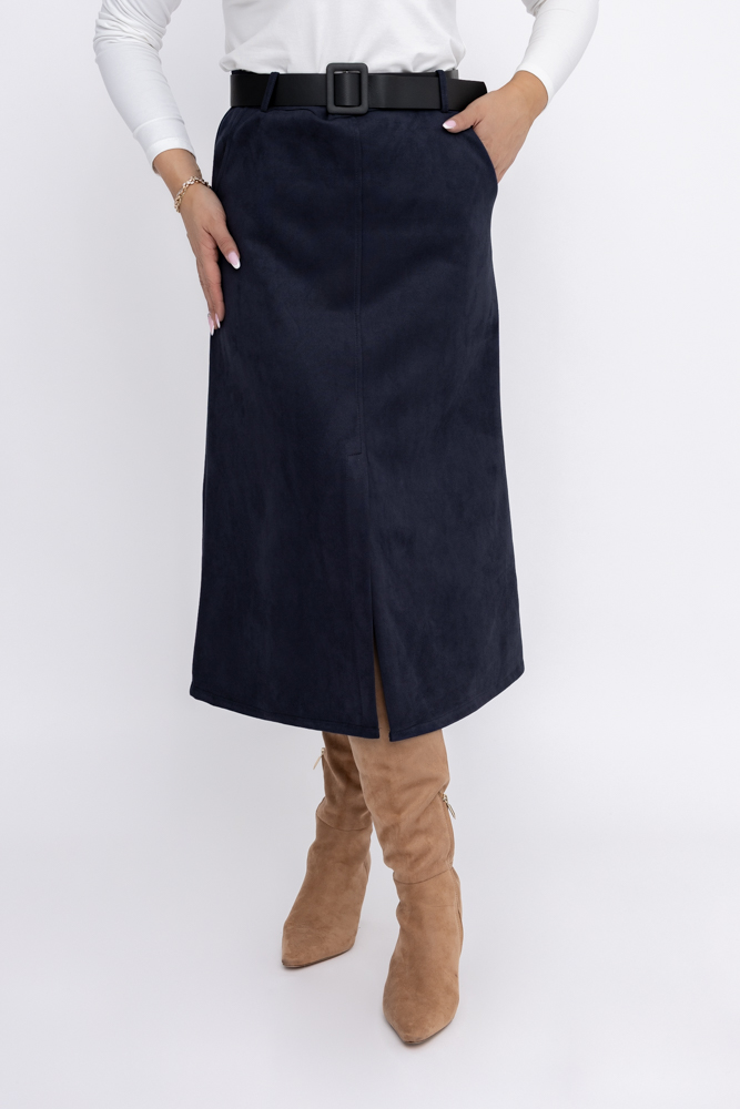 Navy Blue Suede Skirt