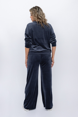 Marineblaues Velours-Trainingsanzug-Set