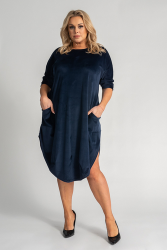 Robe en velours bleu marine