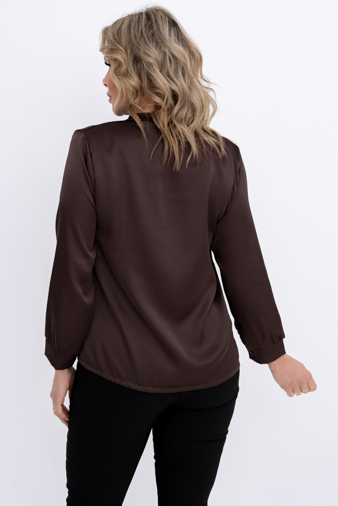 Schokoladen Satin Hemd mit Jabot