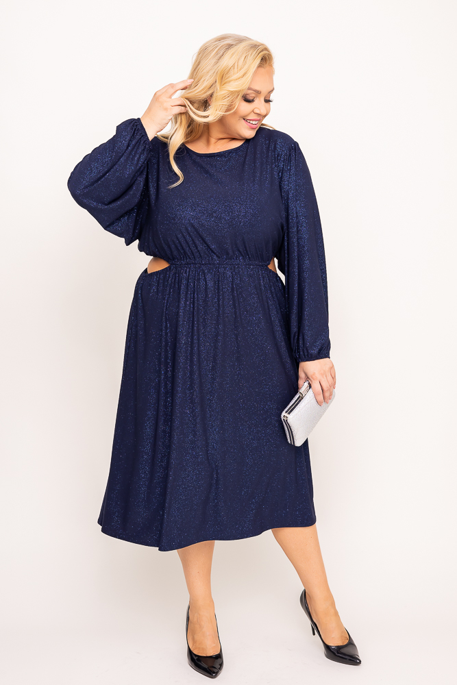 Vestido brocado azul marino