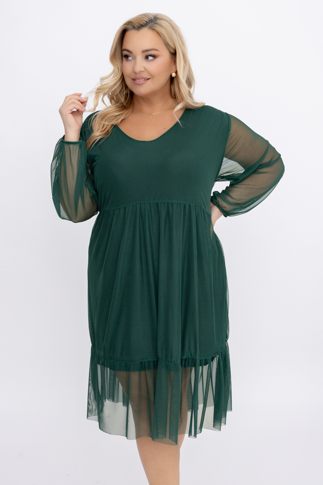 Butelkowozielona Sukienka siateczkowa