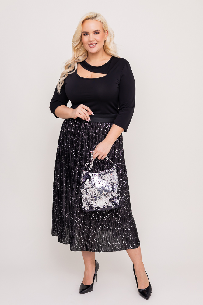 Чорна плісирована спідниця 