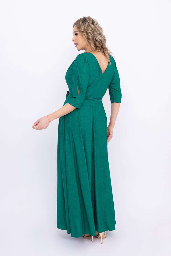 Flaschengrünes Brokatkleid