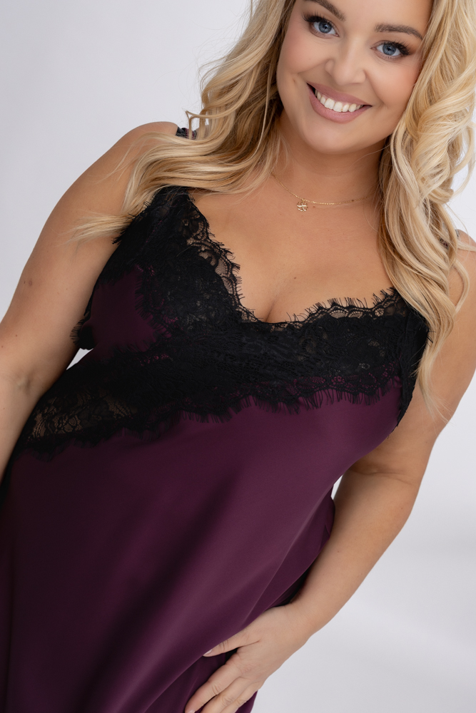 Bordowa Halka satynowa