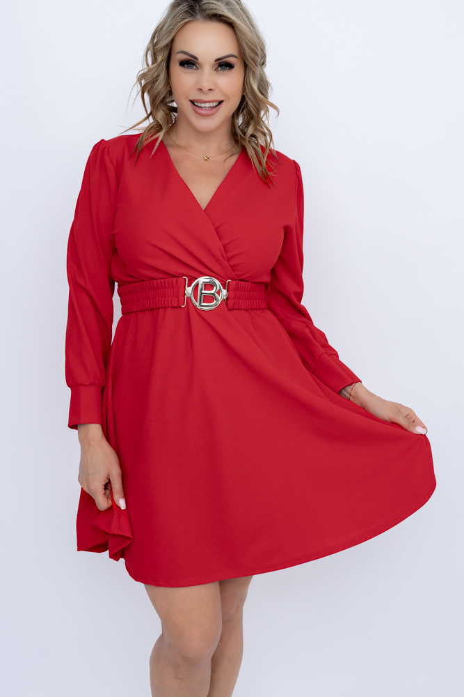 Red Dress with Belt