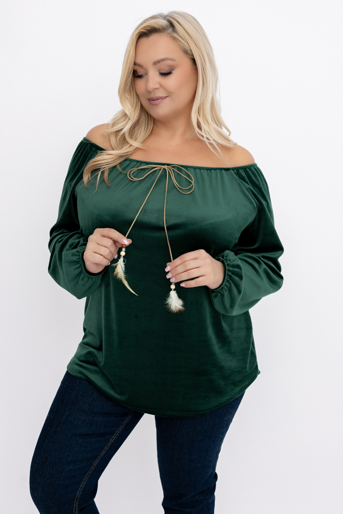Blouse en velours vert bouteille