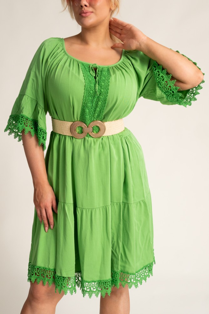 Light green Dress with embroidery MEGIO