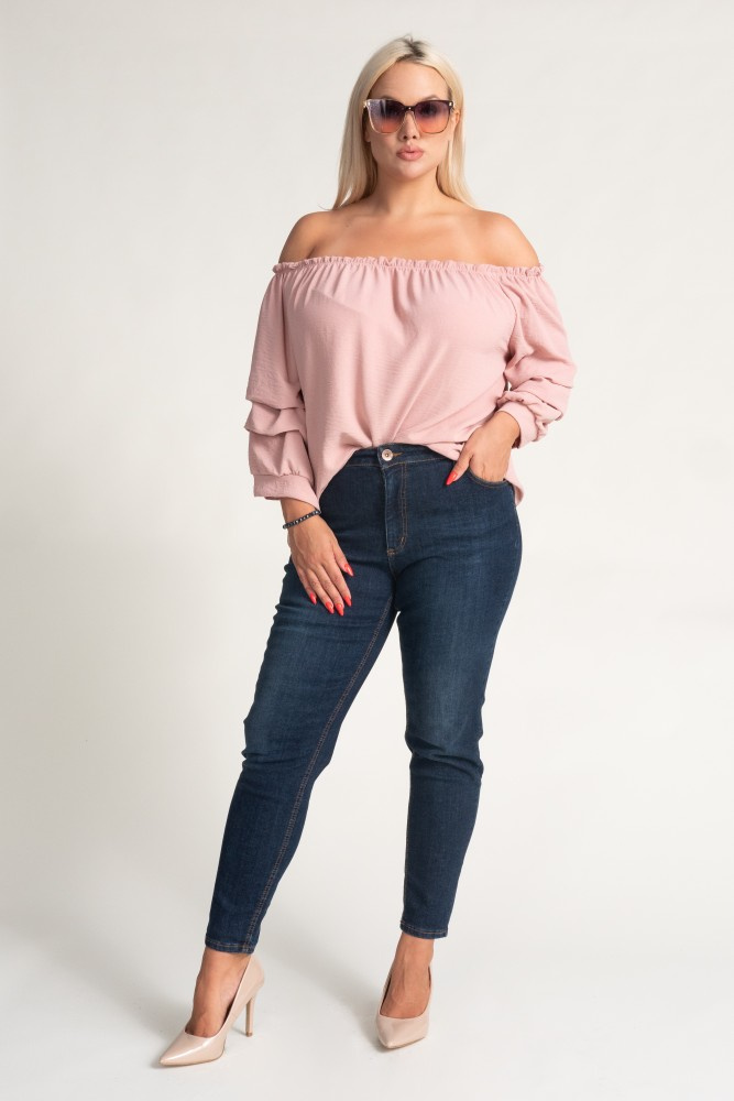 Powder pink Blouse with ruffled sleeves NANSI