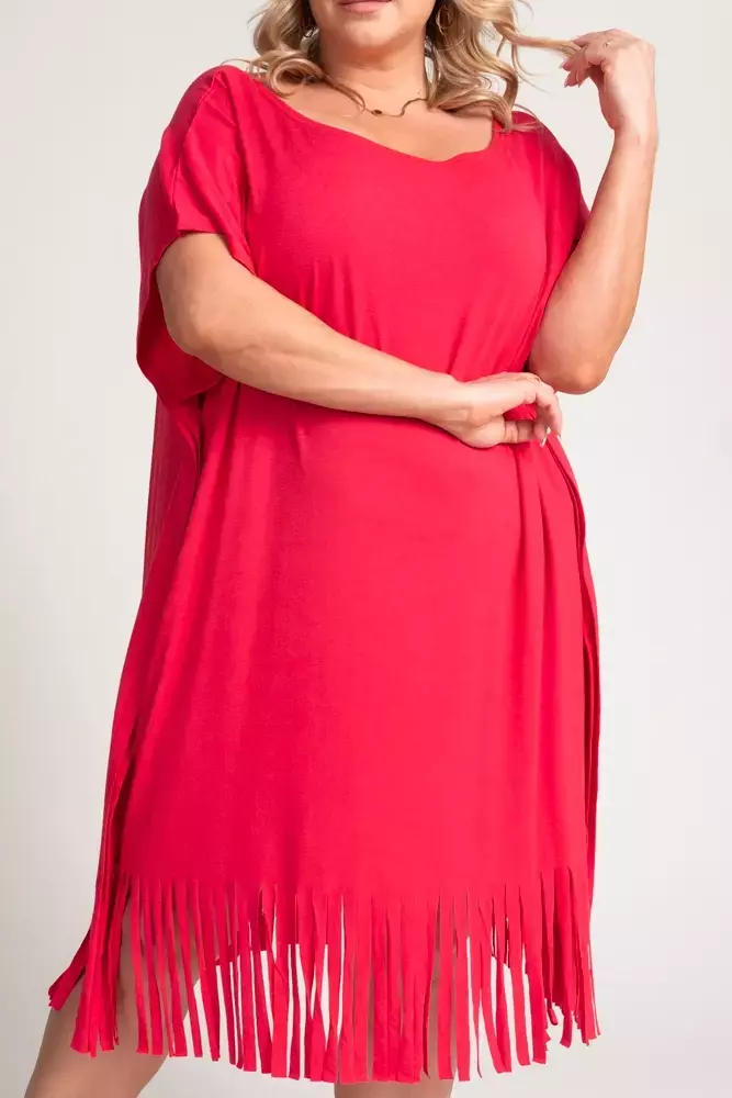 Rochie Coral cu franjuri