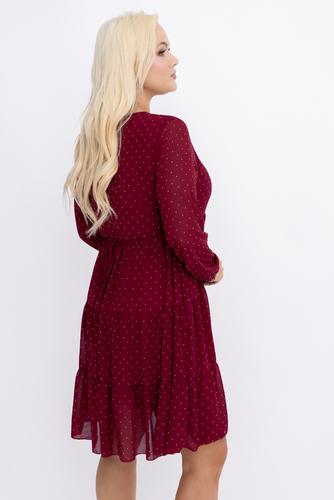 Bordowa Sukienka z dżetami