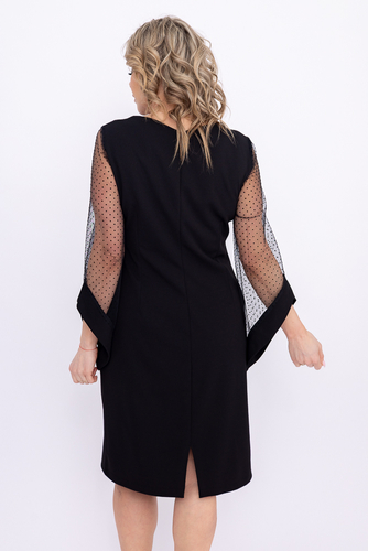Vestido negro con mangas transparentes Wzór 1