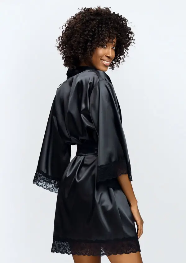 Black Satin Bathrobe