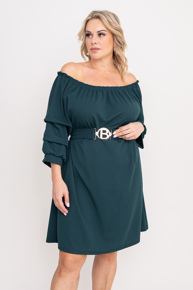 Butelkowozielona Sukienka z paskiem VOUGI