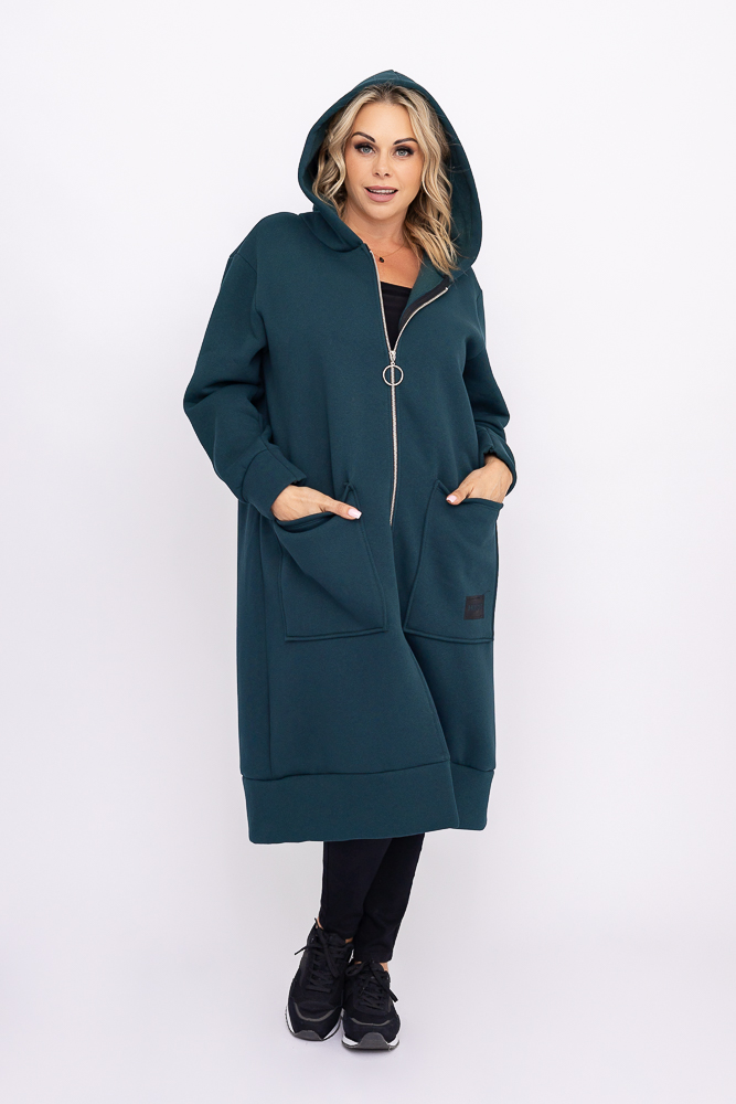 Butelkowozielona Bluza ocieplana