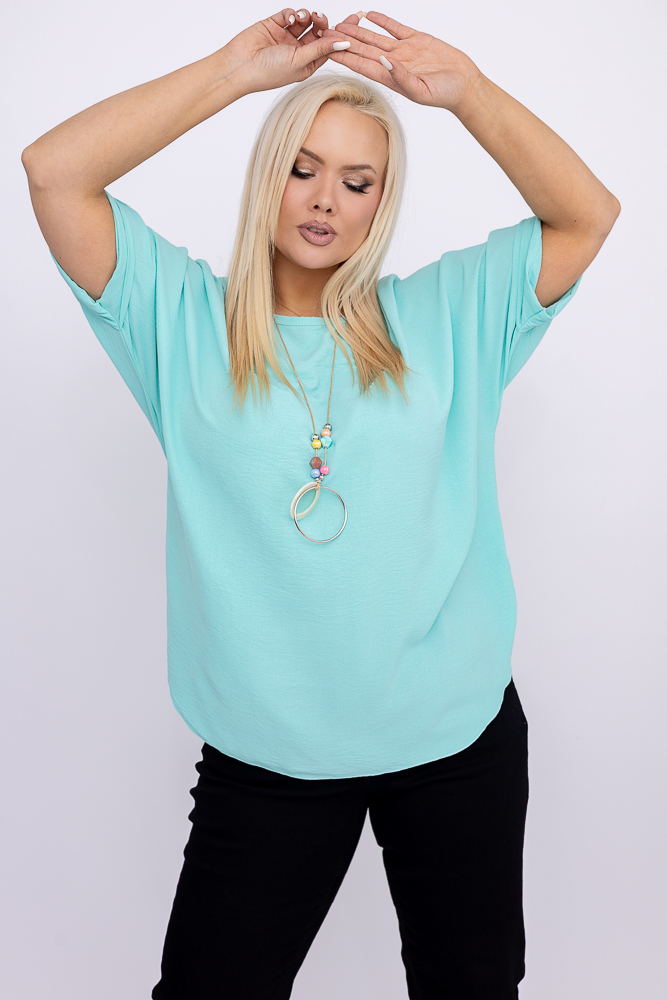 Miętowa Bluzka z wisiorkiem BELUCIO