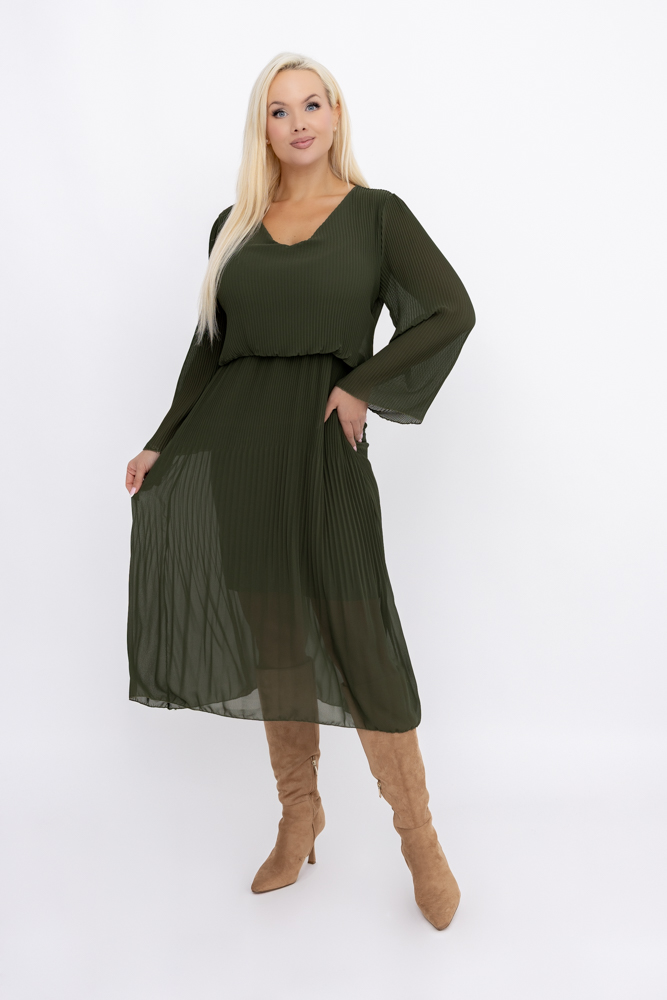 Khakifarget chiffonkjole