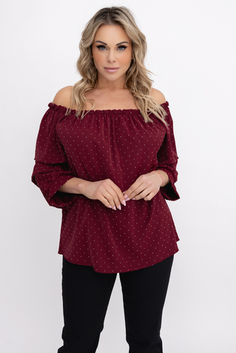 Maroon Blouse with Crinkle Sleeves Design 1
