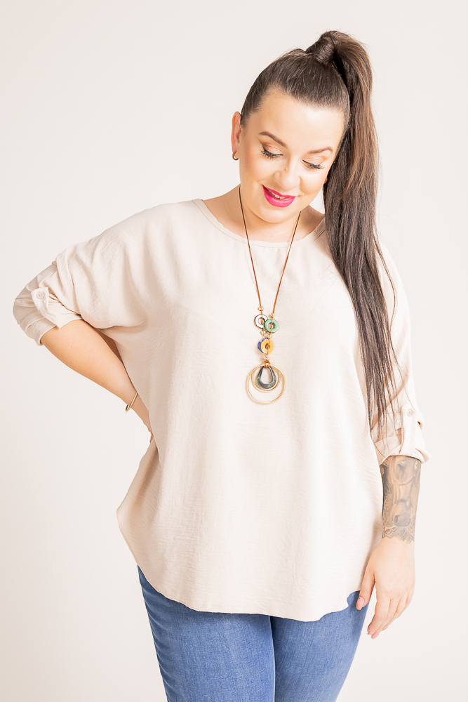 Beige Blouse with Pendant