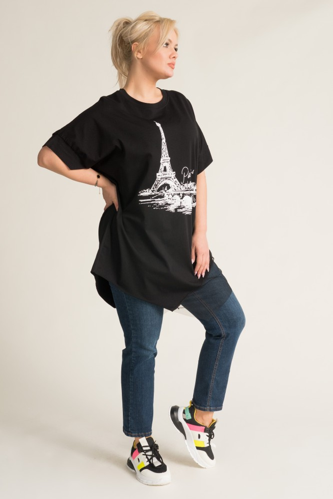 Black Asymmetrical Blouse TOWERTY