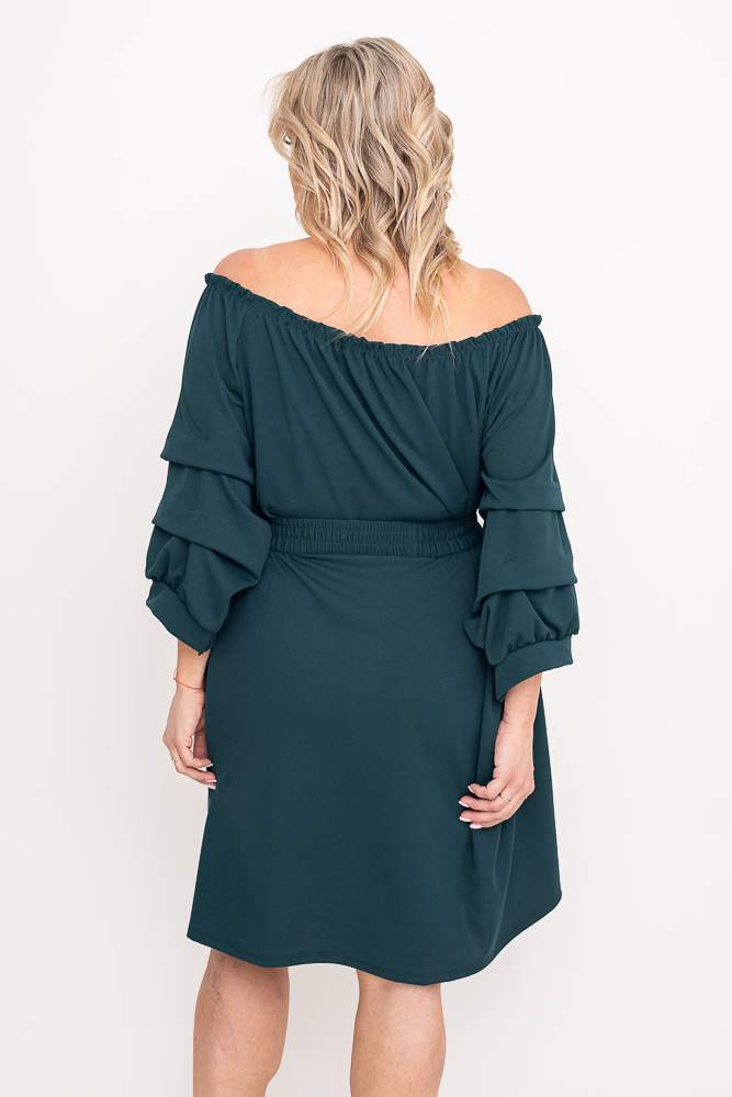 Butelkowozielona Sukienka z paskiem VOUGI