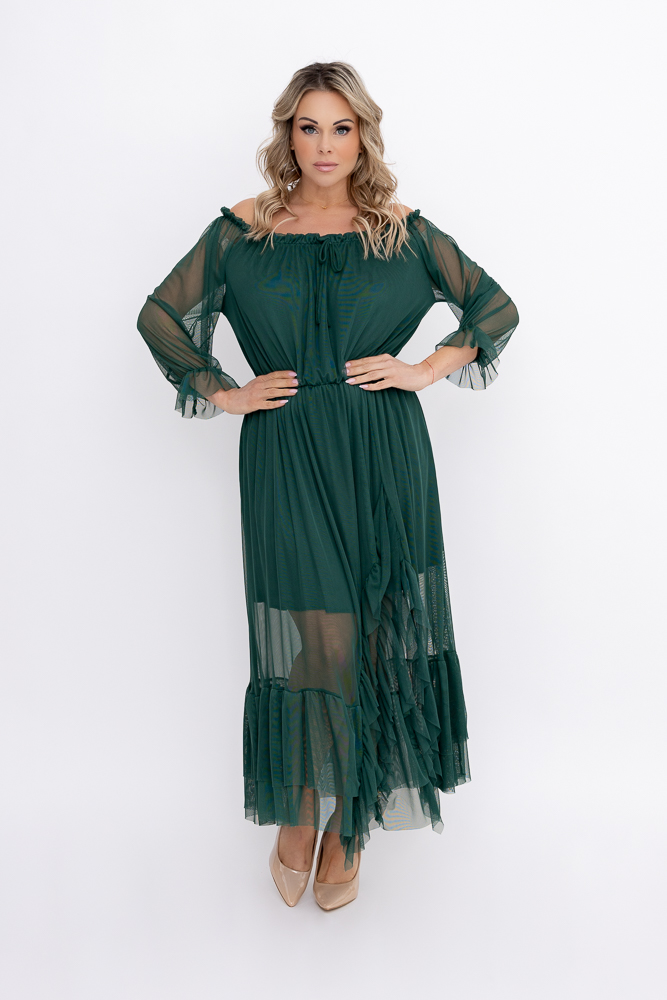 Butelkowozielona Sukienka siateczkowa