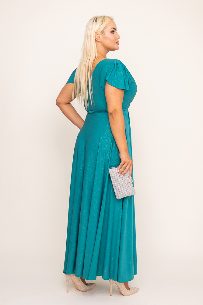 Emerald Glitter Maxi Dress with Slit