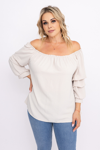 Emerald green Blouse with crinkle sleeves NANSI