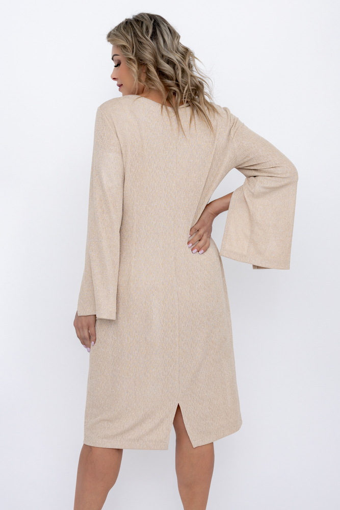 Vestido de purpurina beige claro