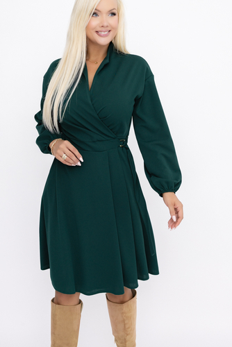 Rochie cravată verde sticlă