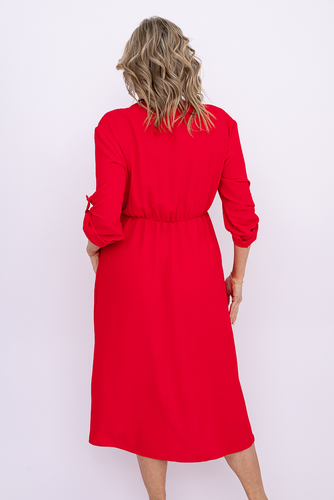 Czerwona Sukienka z rozsuwanym dekoltem VERSINA