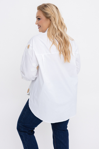 Ecru Koszula z haftem 