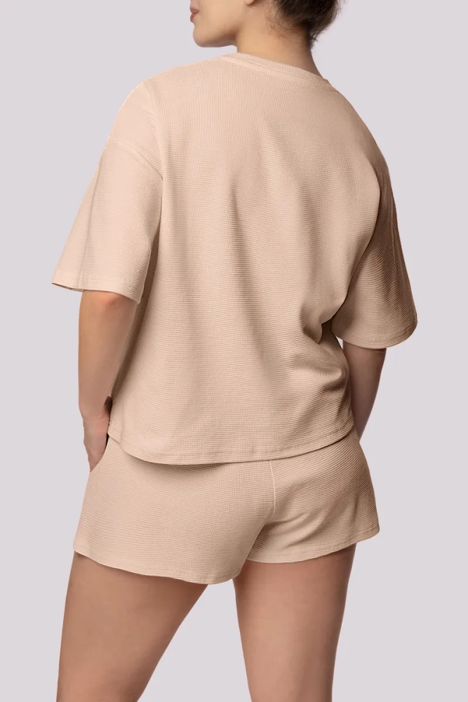 Beige pyjamas med shorts
