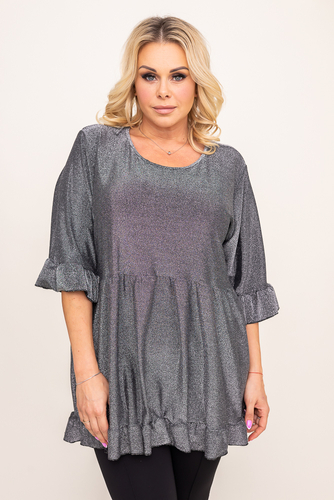 Blusa brocada plateada