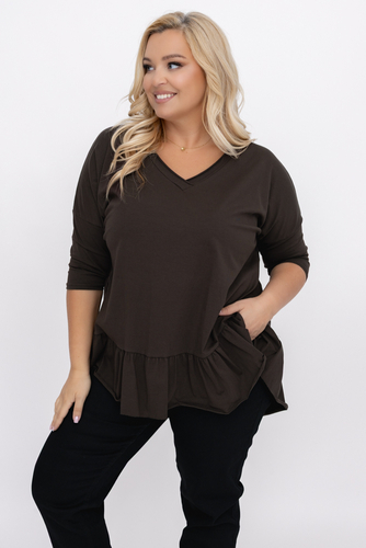  Blusa chocolate con volante