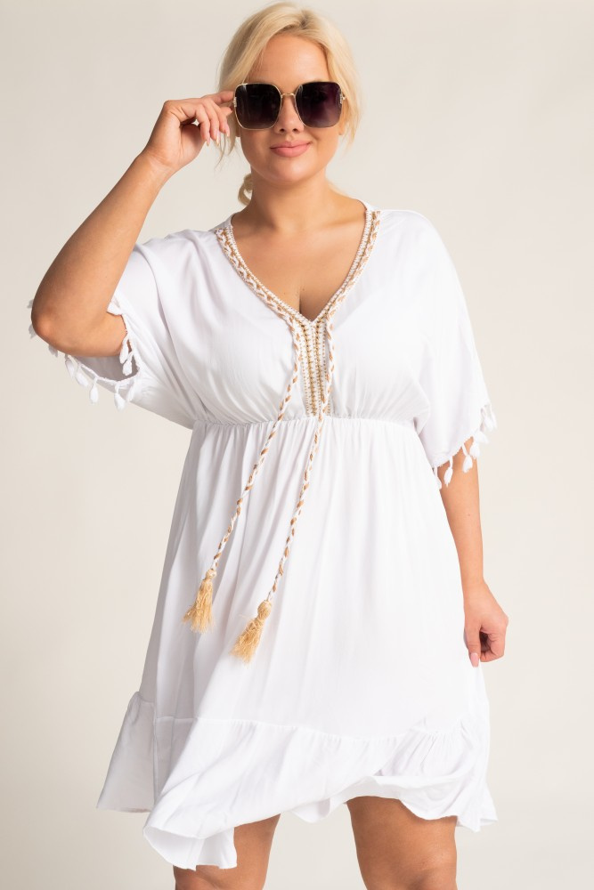 White GARLEN Cut-Off Dress